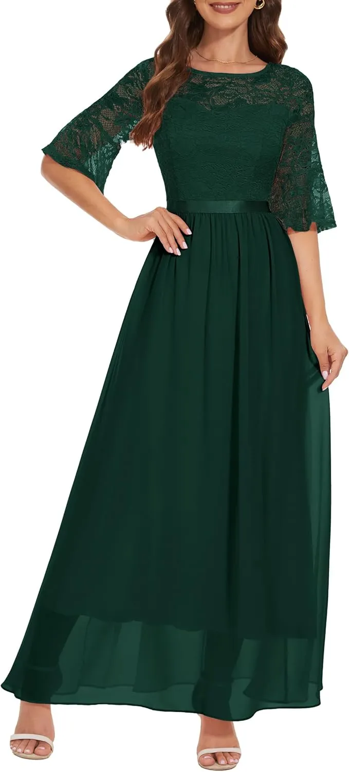Wedtrend Women's Formal Dresses 2025 Wedding Guest Dress Bell Sleeve Bridesmaid Dresses Maxi Evening Dress