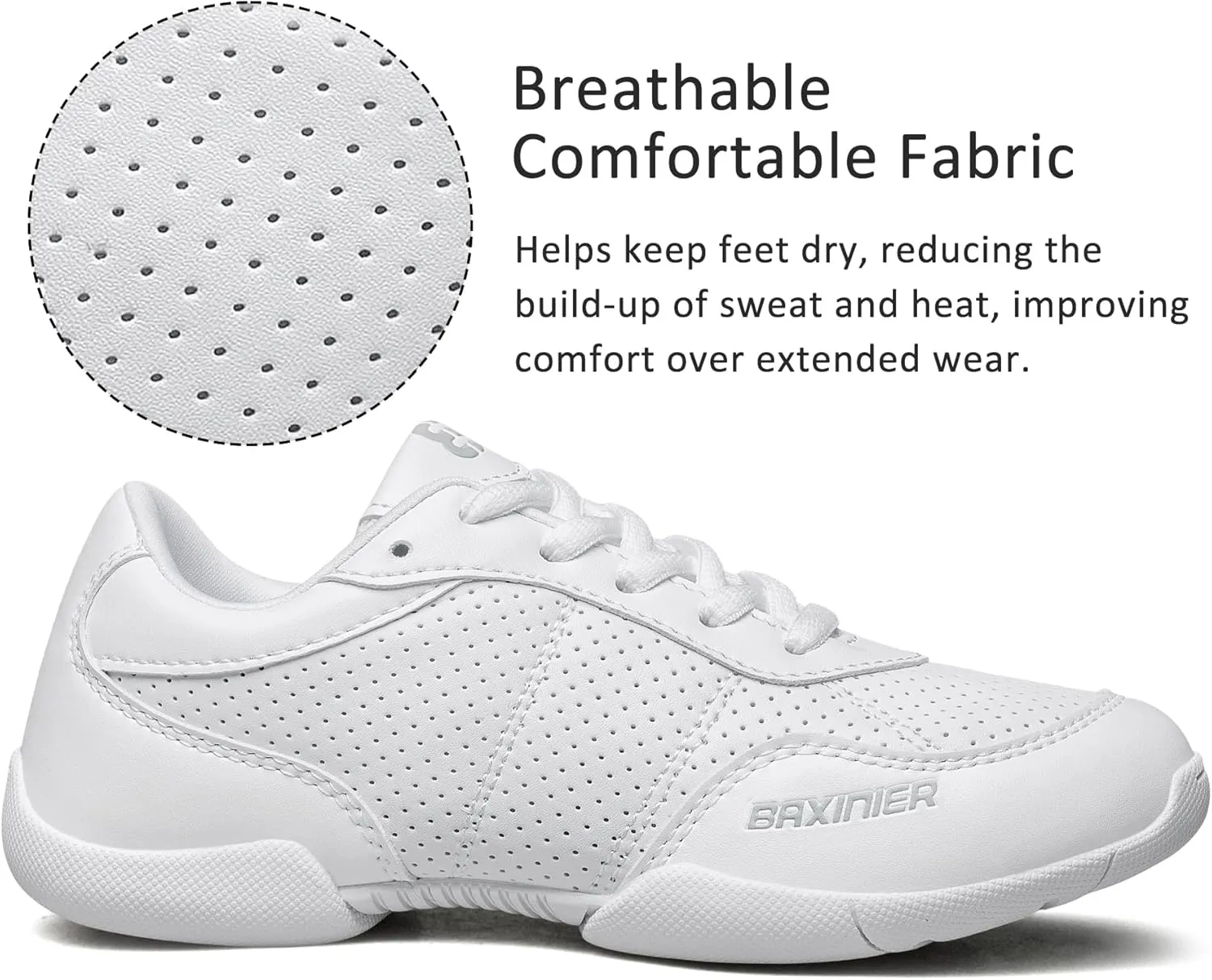 White Cheerleading Shoes for Girls Lightweight Competition Cheer Shoes Kids Dacne Sneakers