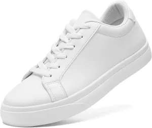 White Fashion Sneakers for Men Women 2024, Men’s Black Casual Leather Skate Shoes, Non Slip Comfortable Breathable Tennis Walking Shoes