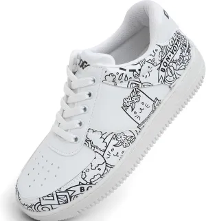 White Sneakers for Women - Handmade Women's Fashion Sneakers, Vegan Leather and Unique Design Dice Sneakers