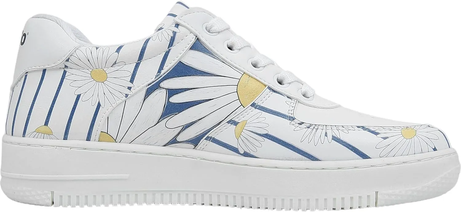 White Sneakers for Women - Handmade Women's Fashion Sneakers, Vegan Leather and Unique Design Dice Sneakers