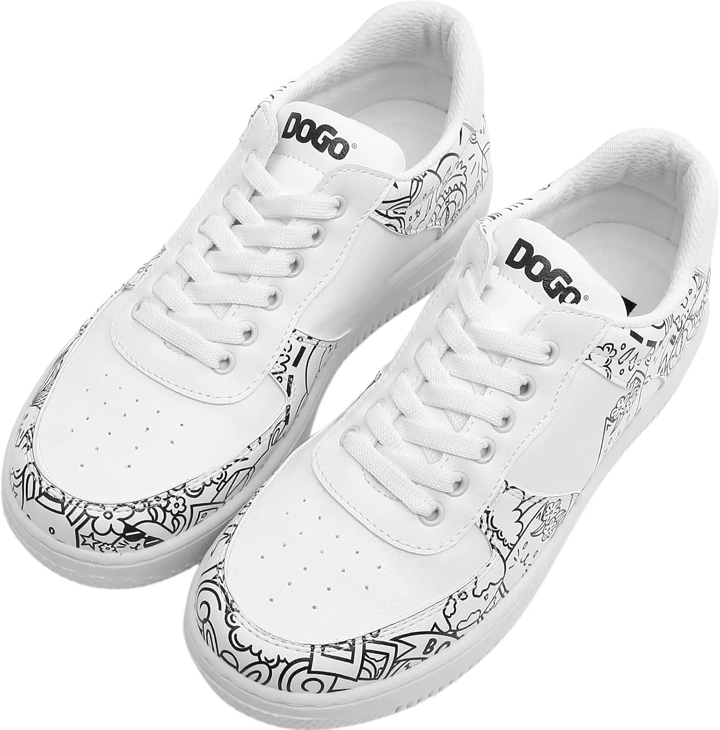 White Sneakers for Women - Handmade Women's Fashion Sneakers, Vegan Leather and Unique Design Dice Sneakers