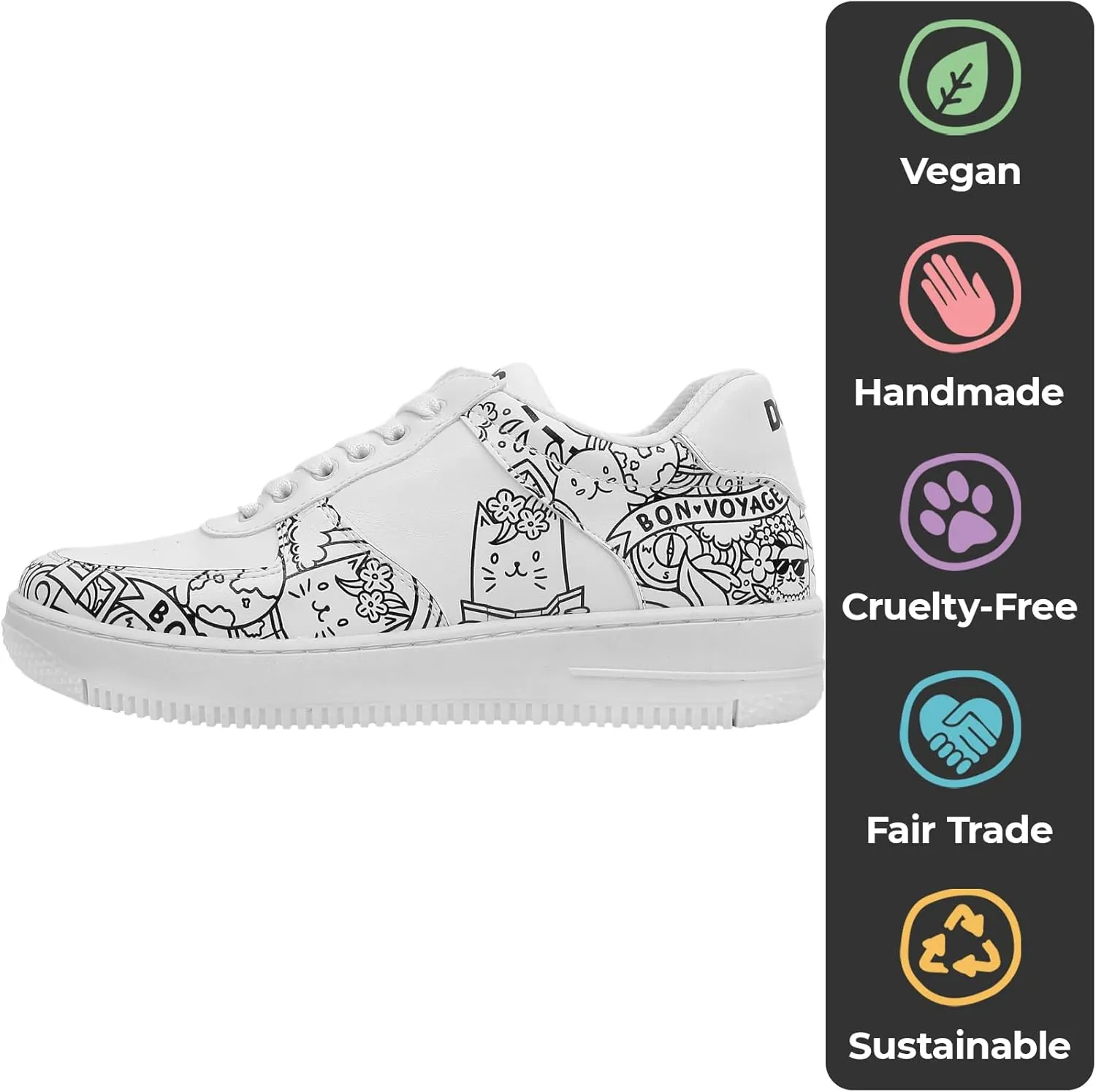 White Sneakers for Women - Handmade Women's Fashion Sneakers, Vegan Leather and Unique Design Dice Sneakers