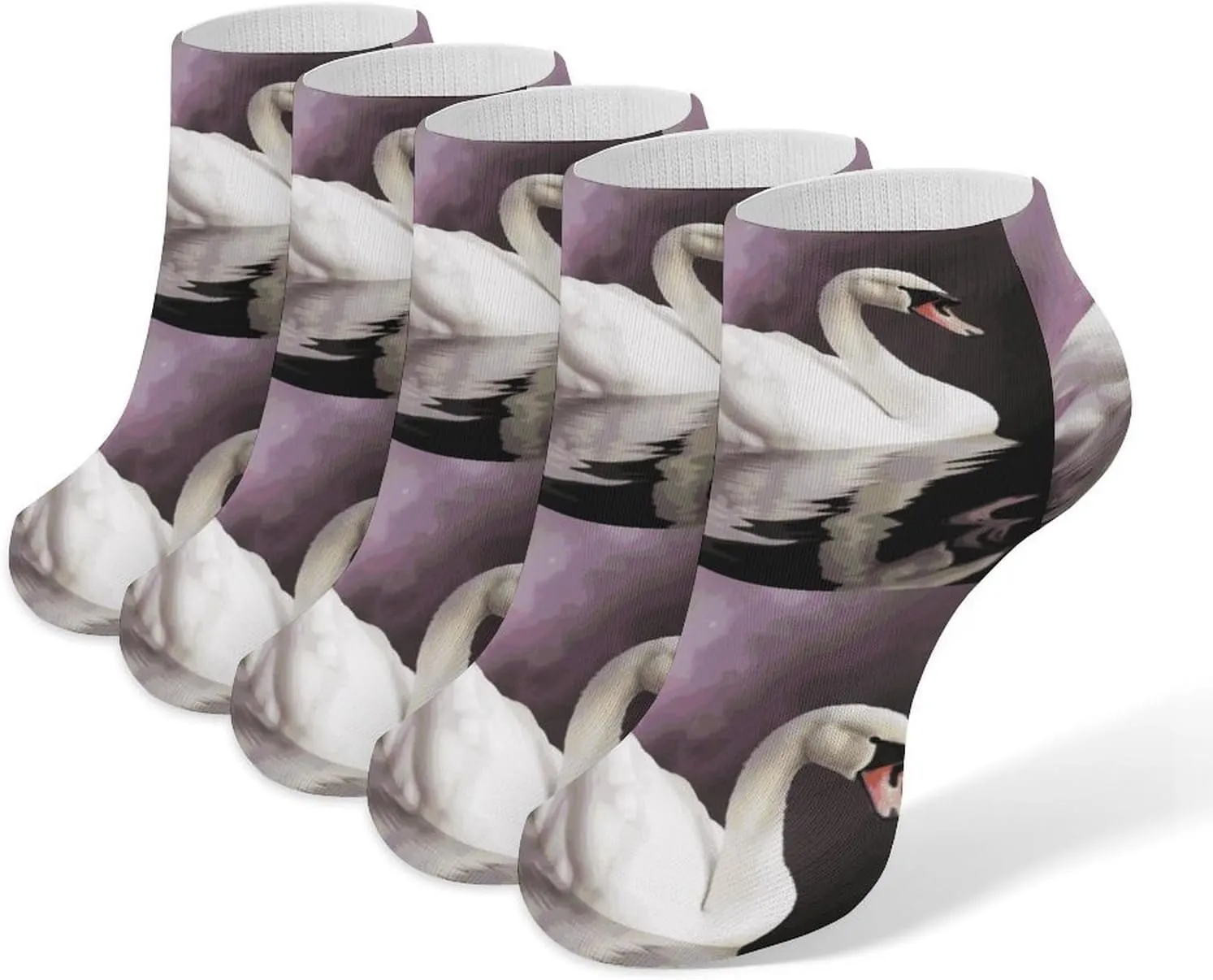 White Swan Ankle Socks for Men & Women, 5 Pairs Breathable Soft Low Cut Socks, Stretch Sweat Wicking Sox