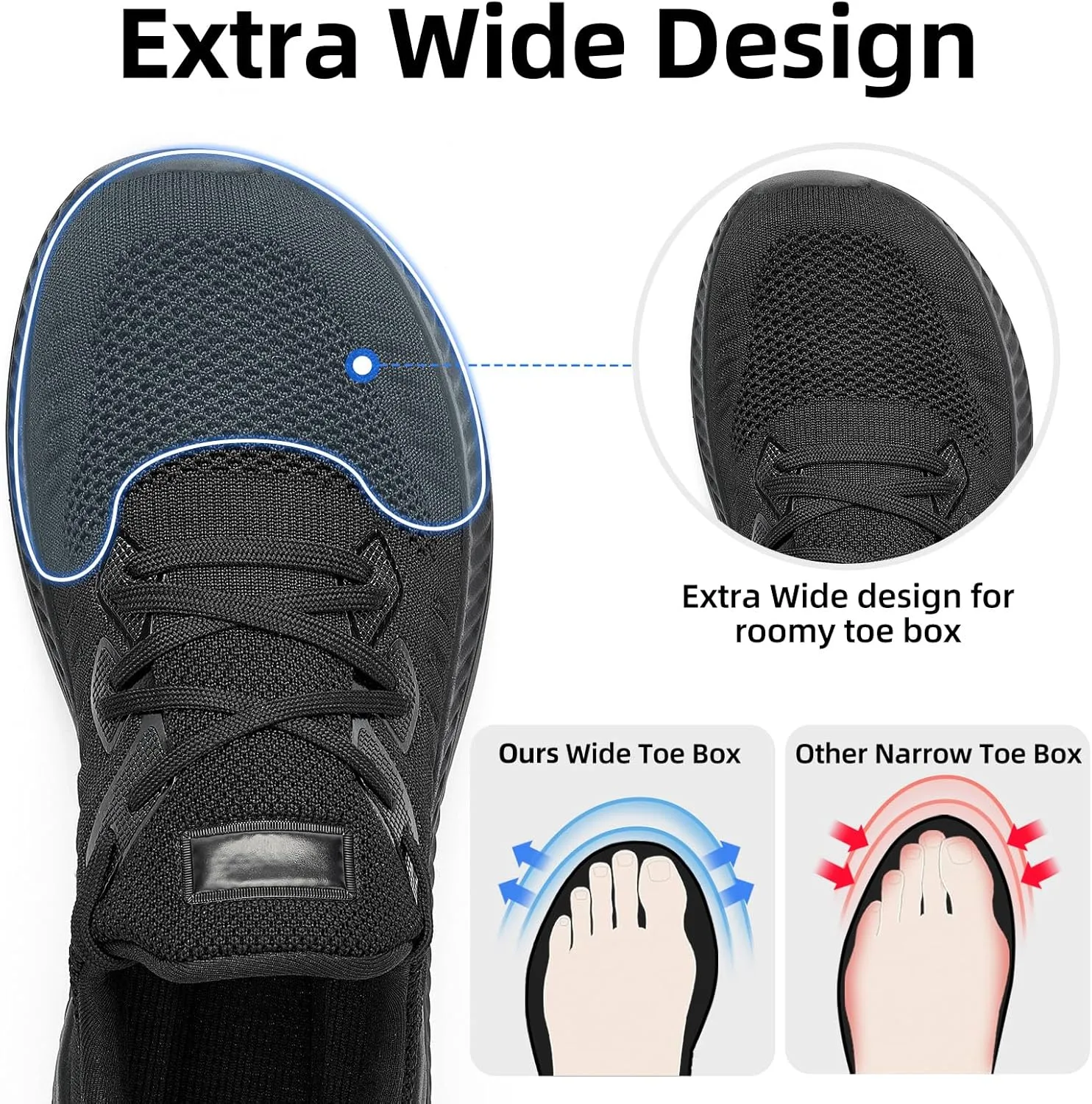 Wide Walking Shoes for Men Slip On Mens Running Shoes Tennis Shoes Lightweight Breathable Walking Sneakers Workout Gym Wide Sneakers