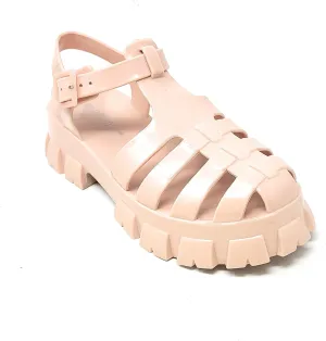 Wild Diva Women's Caged Chunky Heel Caged Jelly Sandals Paree-01