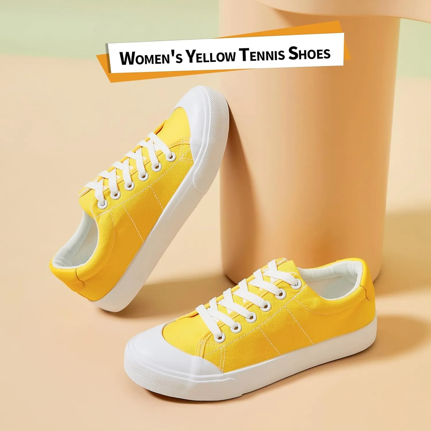 Witwatia White Tennis Shoes Low Top Canvas Sneakers Fashion Casual Walking Shoes for Women