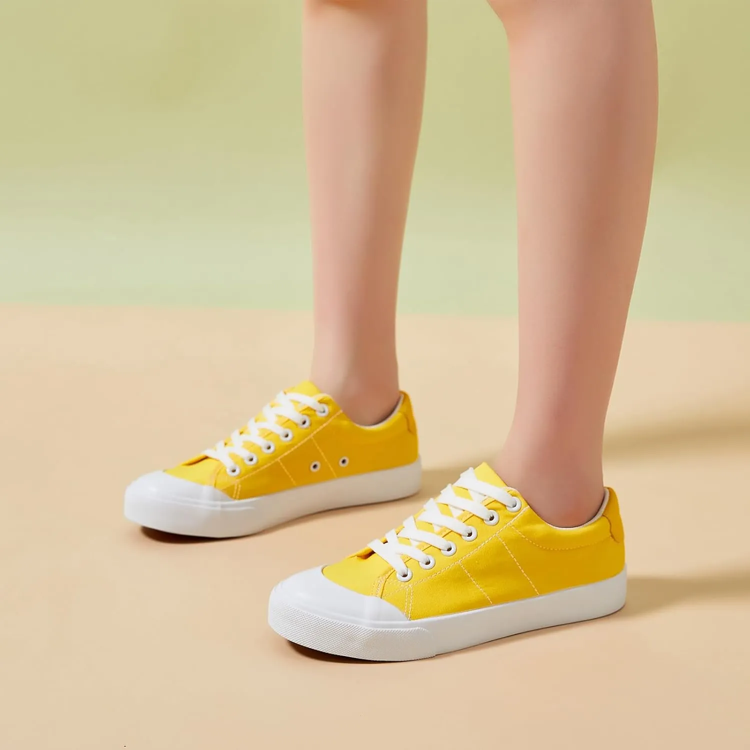 Witwatia White Tennis Shoes Low Top Canvas Sneakers Fashion Casual Walking Shoes for Women