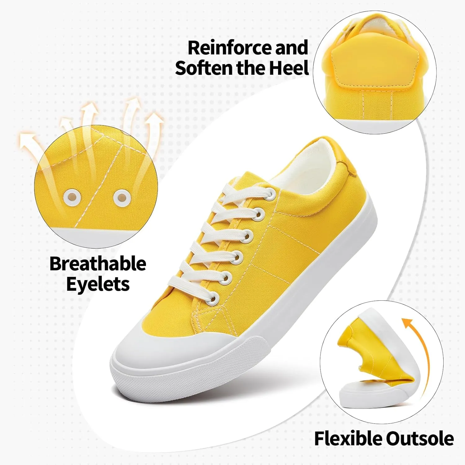 Witwatia White Tennis Shoes Low Top Canvas Sneakers Fashion Casual Walking Shoes for Women