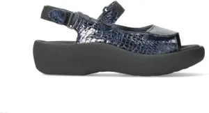 Wolky Women's Flat Sandals, Blue Mini Croco Leather, 6.5-7