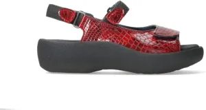 Wolky Women's Flat Sandals, Red Mini Croco Leather, 7.5-8