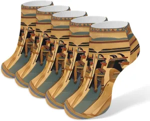 Women in Ancient Egypt Ankle Socks for Men & Women, 5 Pairs Breathable Soft Low Cut Socks, Stretch Sweat Wicking Sox