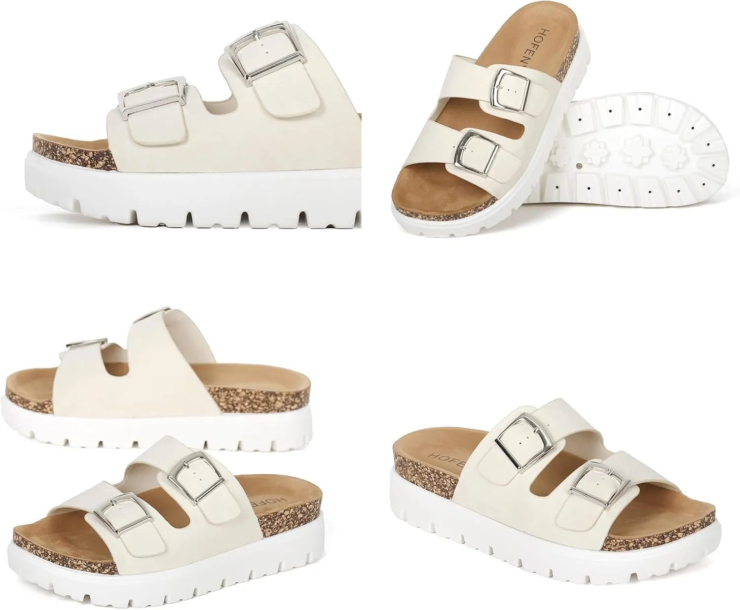 Women Platform Sandals, Arch Support Slides with Adjustable Buckle Straps, Open-Toe Wedge Chunky Sandals for Summer Size 5-10