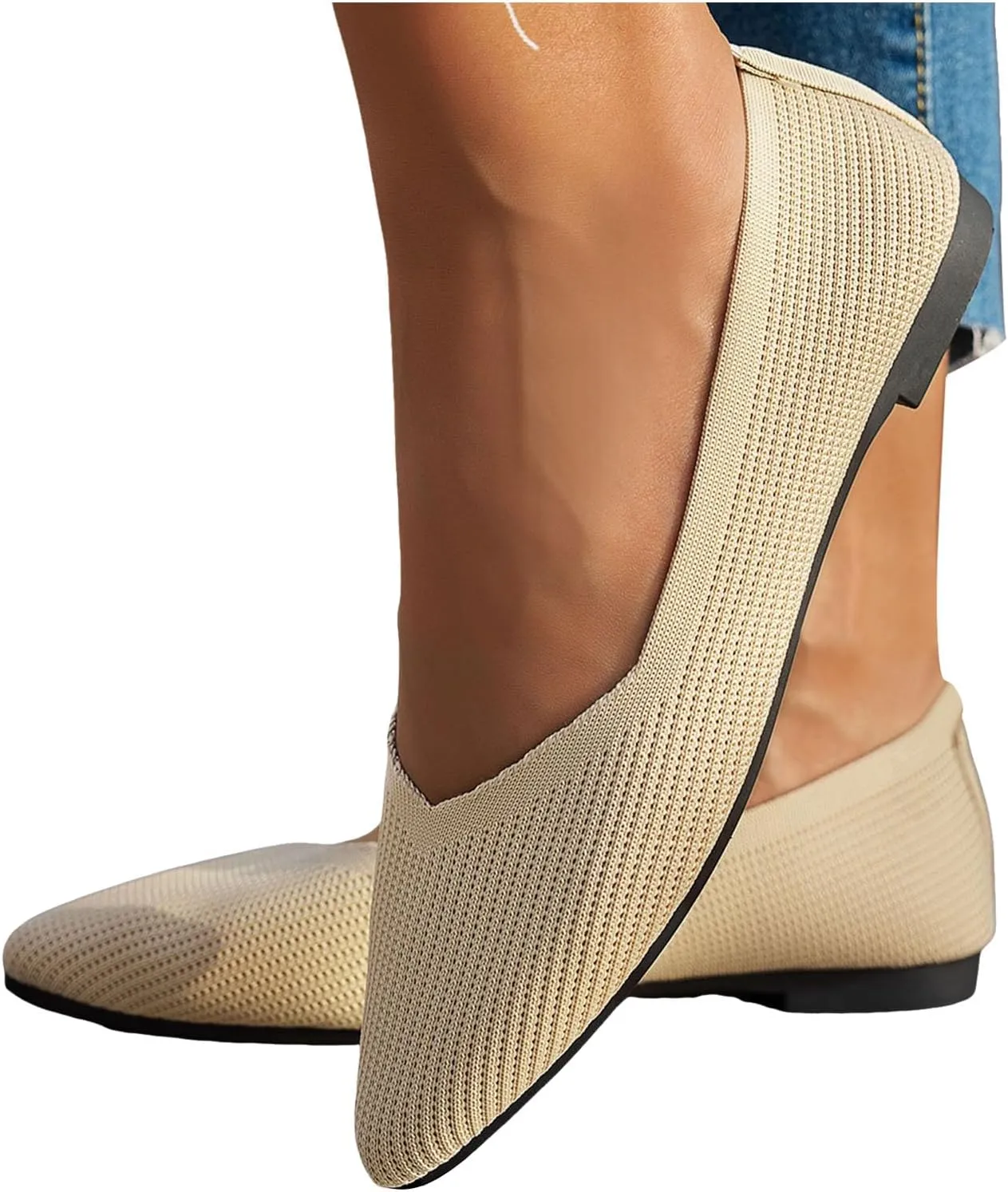 Women Sandals, Women's Flats Shoes Comfortable Dress Sandal Pointed Toe Flats Ballet Mesh Knit Flat Dressy Casual Shoe