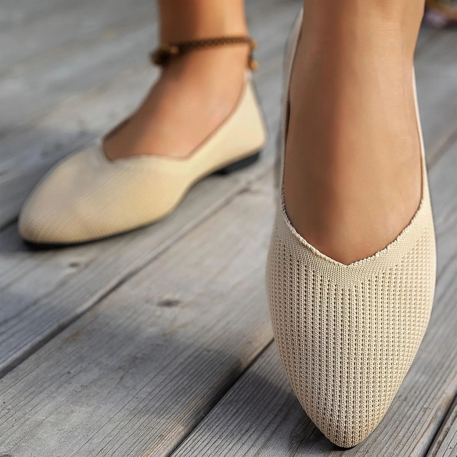 Women Sandals, Women's Flats Shoes Comfortable Dress Sandal Pointed Toe Flats Ballet Mesh Knit Flat Dressy Casual Shoe