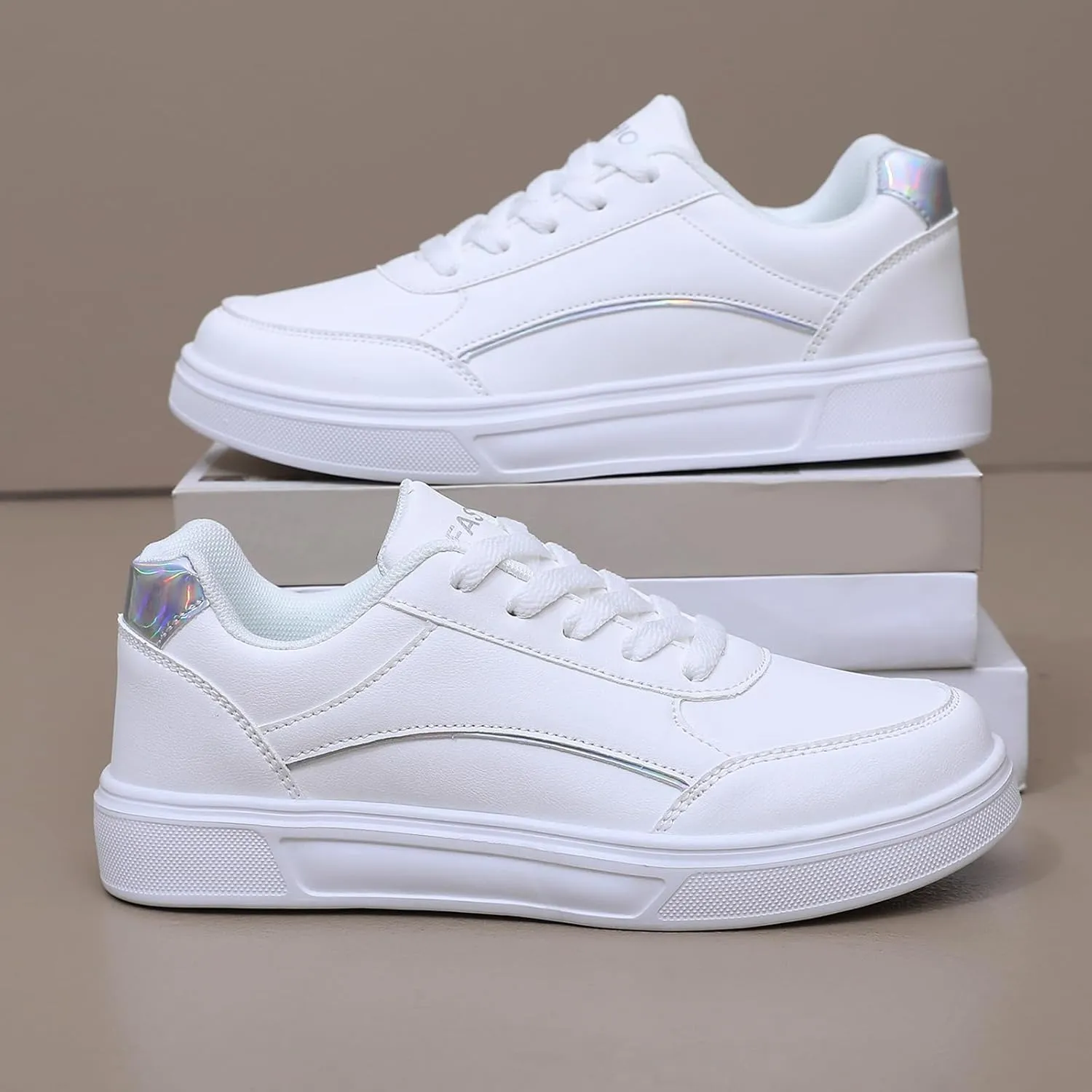 Women Shoes Casual Sneakers for Women Lace Up Skate Shoes Classicial White Shoes Cute Design Rainbow Colored Fashion Shoes for Students