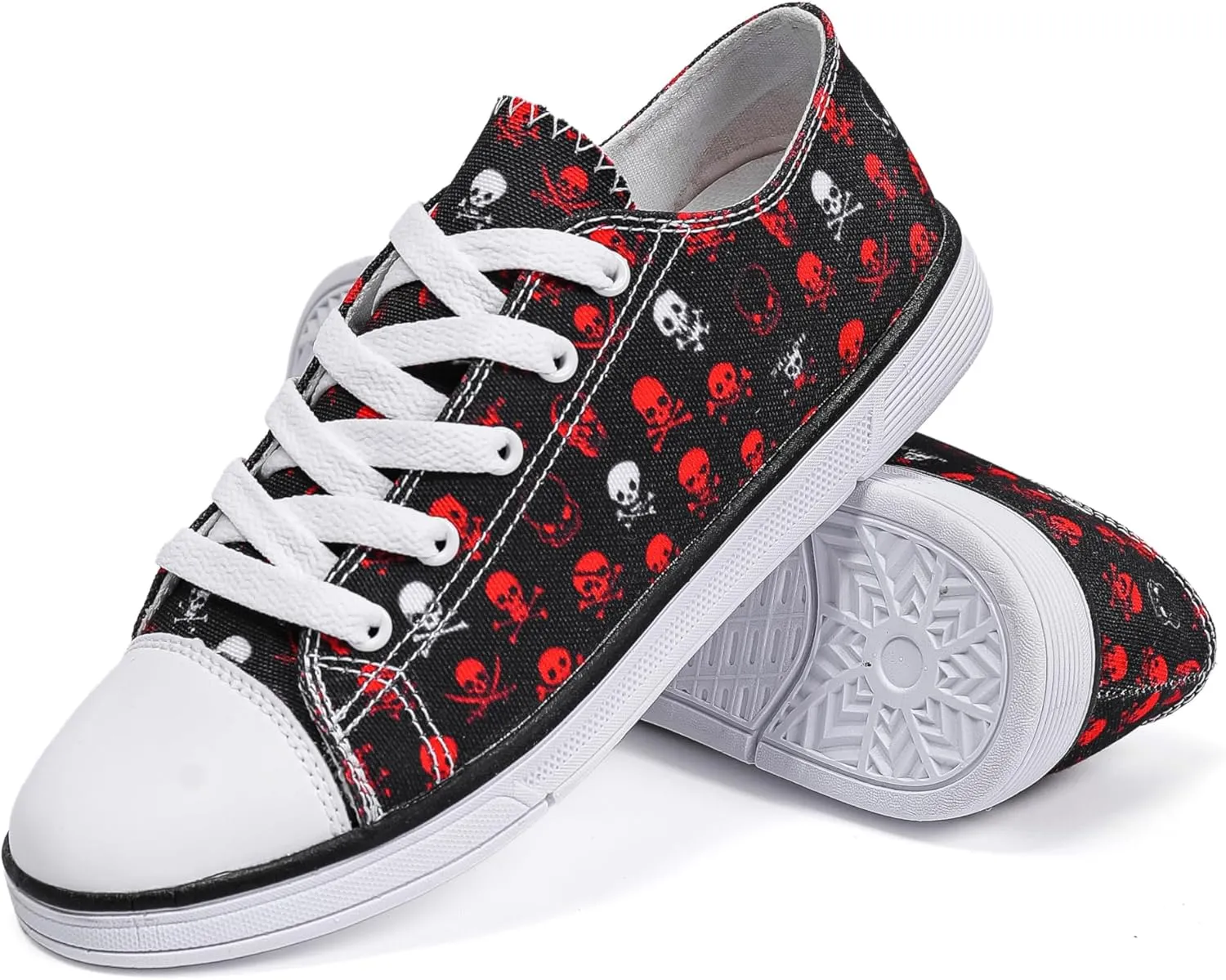 Women Skull Shoes Printed Cool Paisley Print Fashion Sneakers for Teen Men Boys Girls Student Canvas Shoes for Ladies