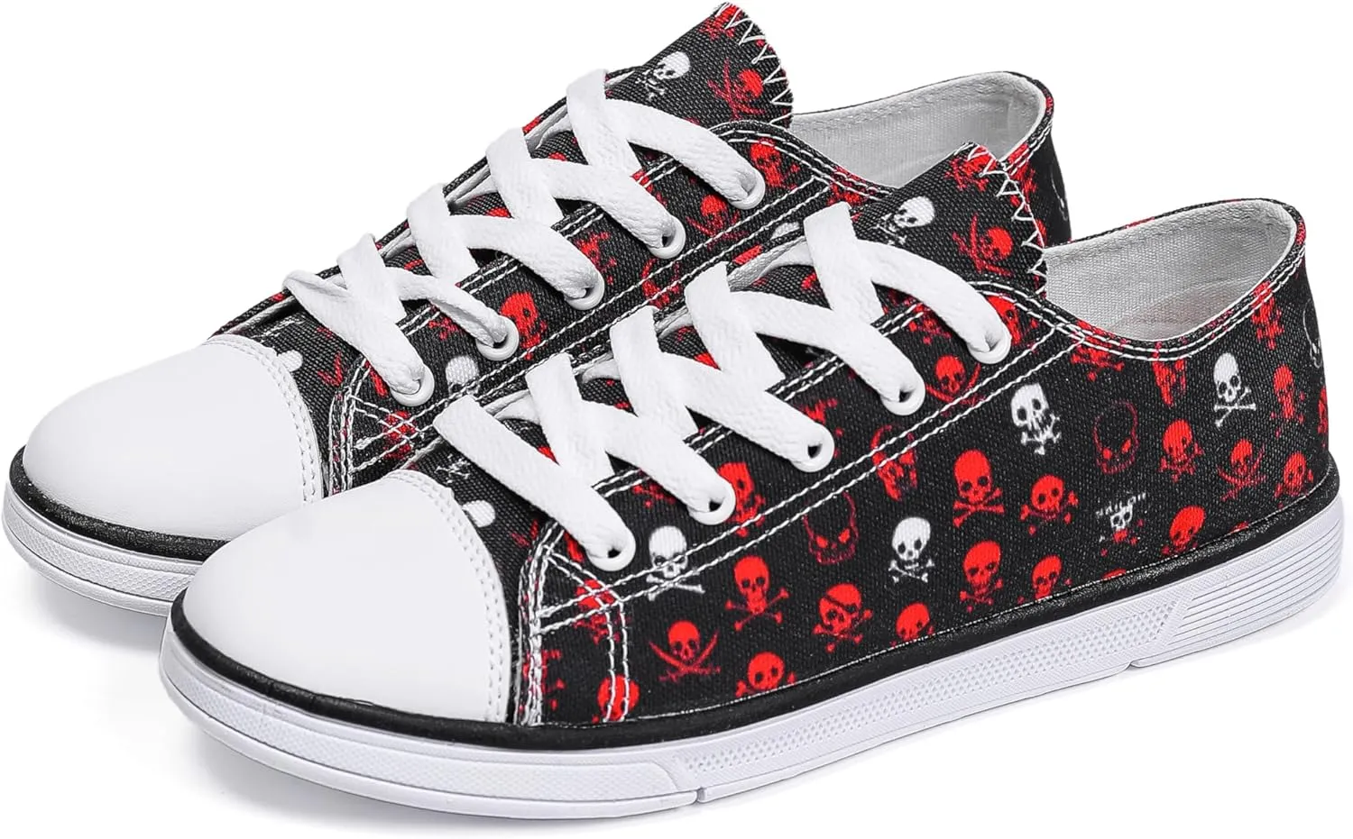 Women Skull Shoes Printed Cool Paisley Print Fashion Sneakers for Teen Men Boys Girls Student Canvas Shoes for Ladies