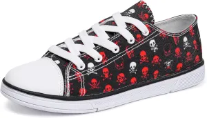 Women Skull Shoes Printed Cool Paisley Print Fashion Sneakers for Teen Men Boys Girls Student Canvas Shoes for Ladies