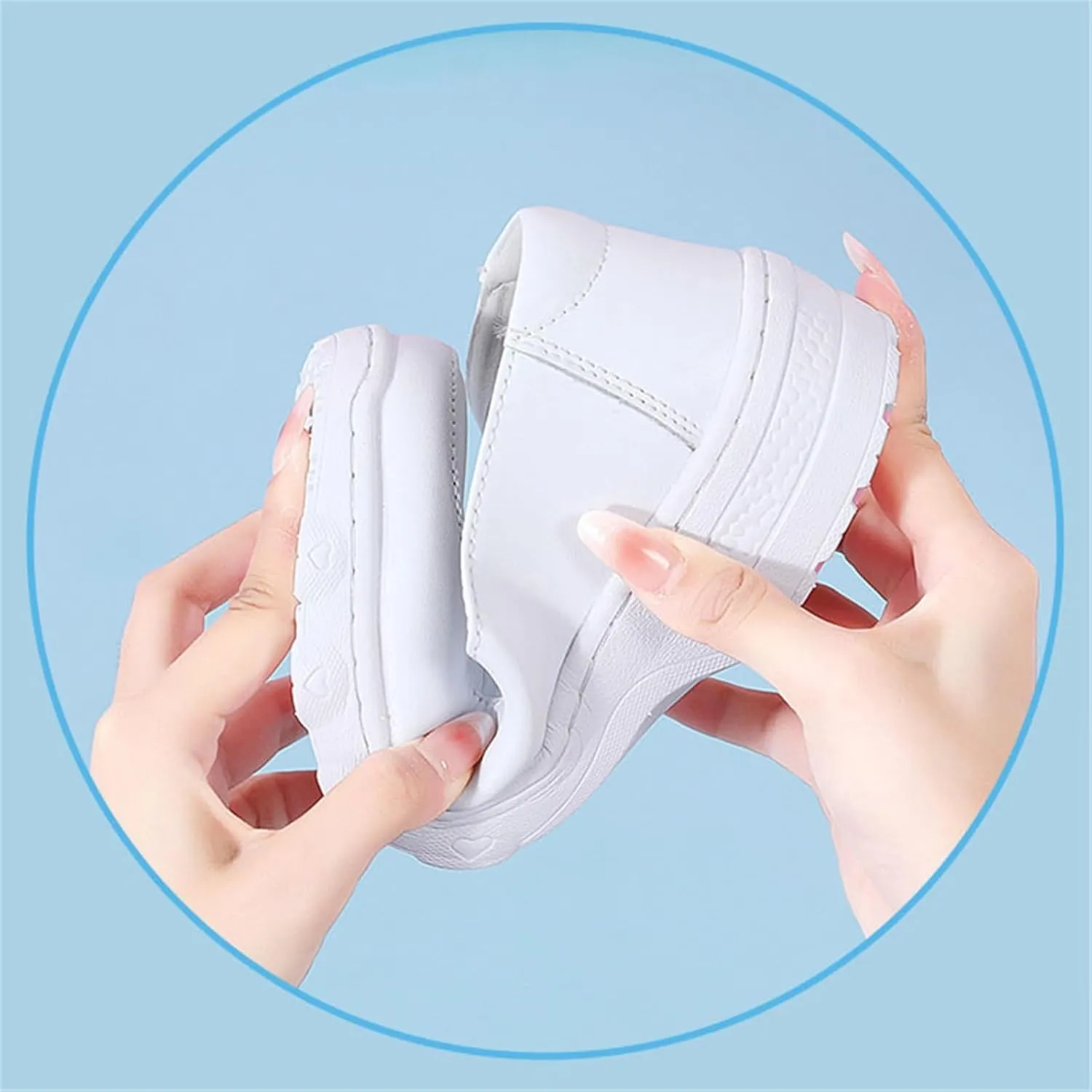 Women's Air Cushion Slip-On Leather Wedge Soft Bottom White Nurse Shoes, Arch Support Womens Breathable Non-Slip Platform Moccasins Shoes, Ideal for Nurse Healthcare Crews