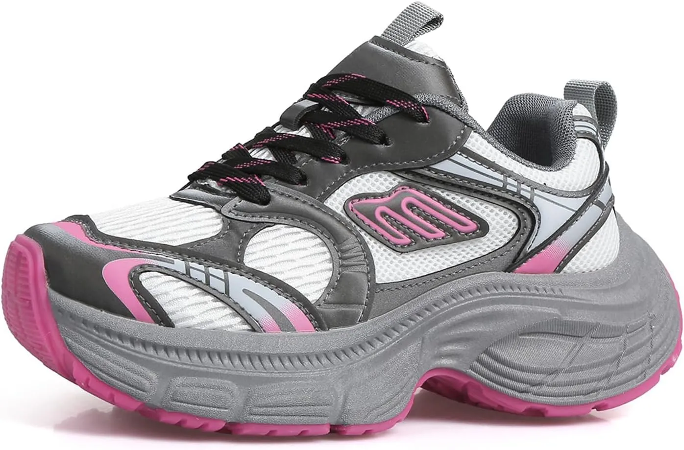 Women's Breathable Dad Shoes Spring Autumn Mesh Thick-Soled White Sneakers Casual Trainers Fashion Lace-up Sports Shoes