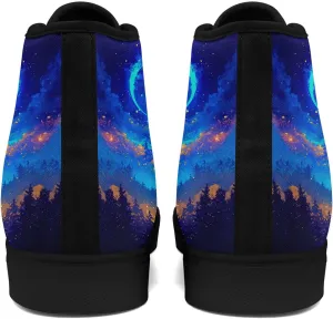 Women's Canvas Night Sky High Top Shoes Sneakers Unisex Casual Lace Up Versatile Shoes