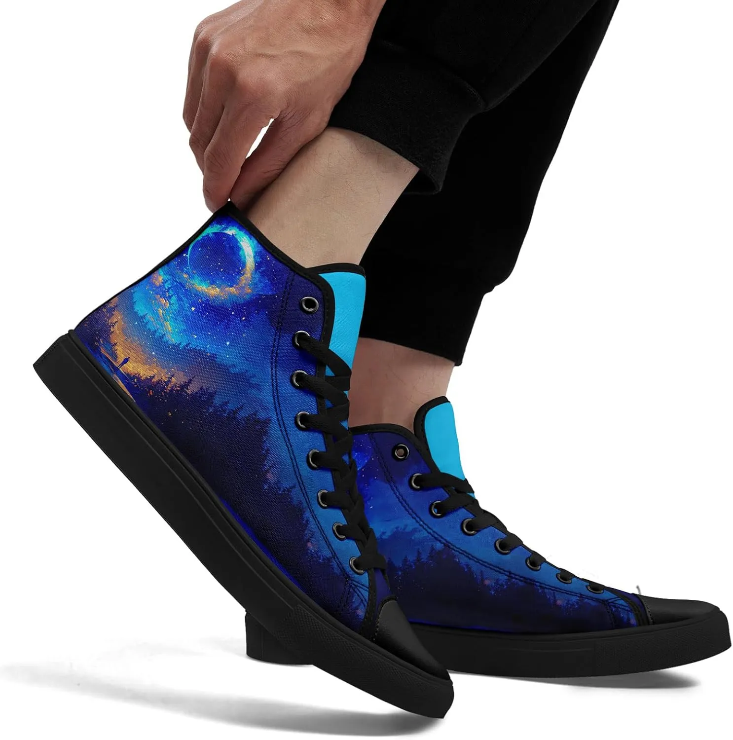 Women's Canvas Night Sky High Top Shoes Sneakers Unisex Casual Lace Up Versatile Shoes