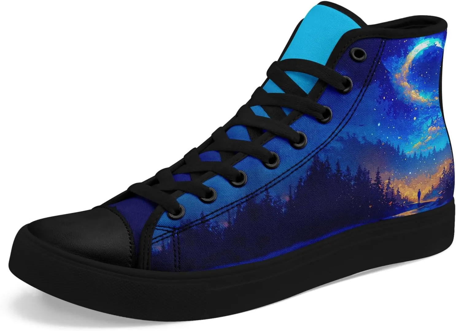 Women's Canvas Night Sky High Top Shoes Sneakers Unisex Casual Lace Up Versatile Shoes