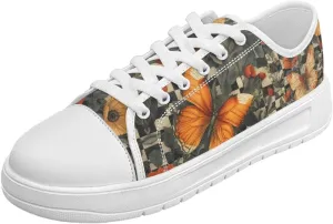 Womens Canvas Sneakers Lightweight Lace Up Fashion Comfortable Canvas Shoes Low Top Slip On Casual Tennis Walking Footwear