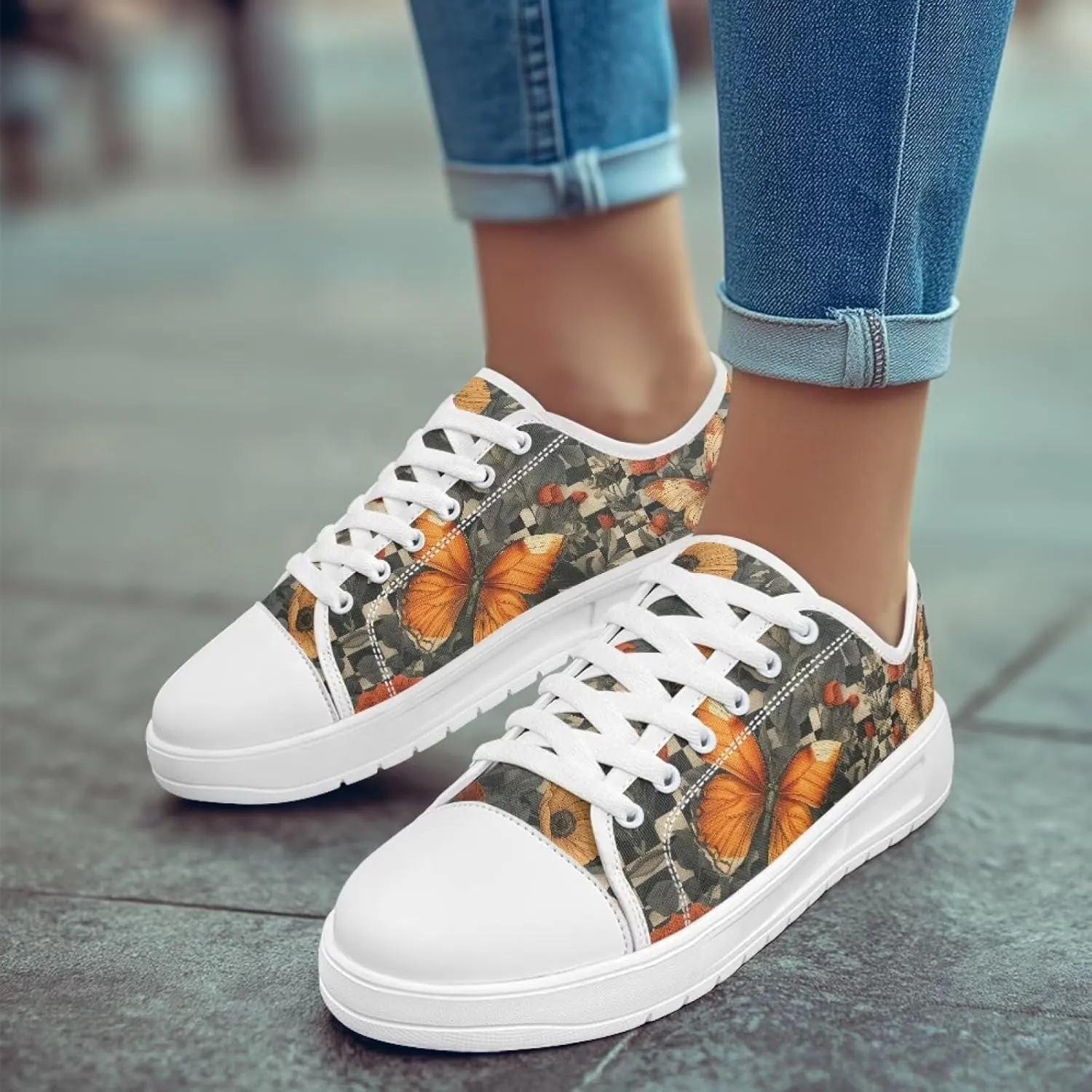 Womens Canvas Sneakers Lightweight Lace Up Fashion Comfortable Canvas Shoes Low Top Slip On Casual Tennis Walking Footwear
