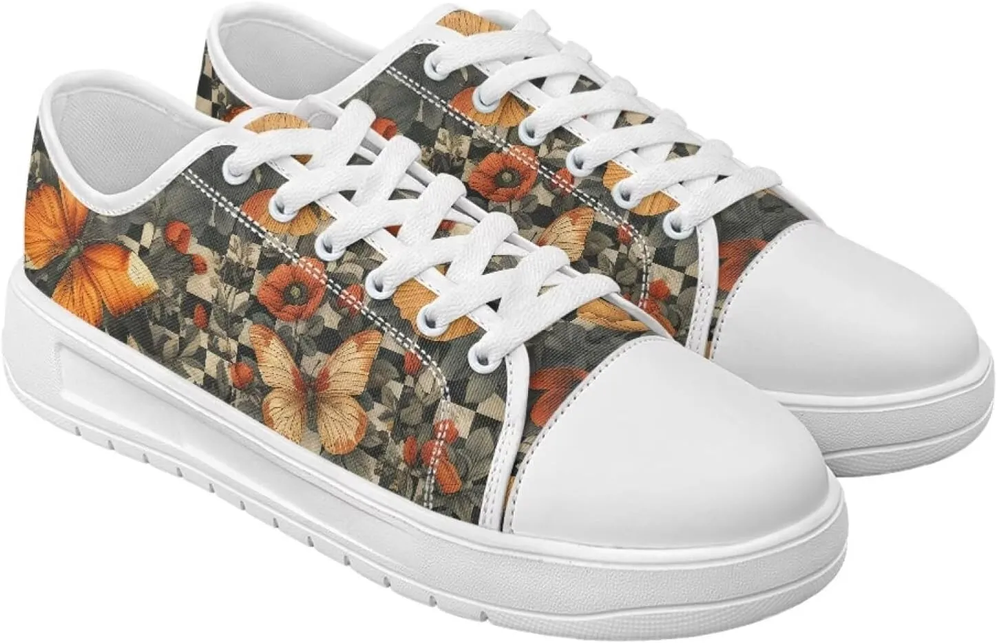 Womens Canvas Sneakers Lightweight Lace Up Fashion Comfortable Canvas Shoes Low Top Slip On Casual Tennis Walking Footwear
