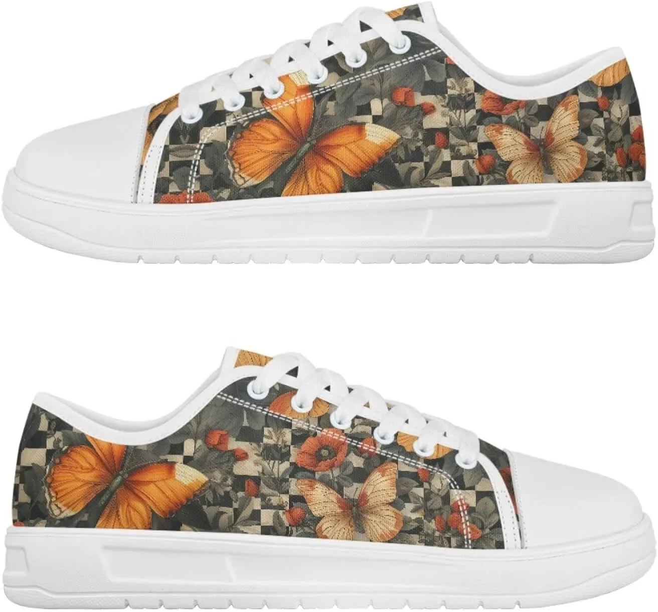 Womens Canvas Sneakers Lightweight Lace Up Fashion Comfortable Canvas Shoes Low Top Slip On Casual Tennis Walking Footwear