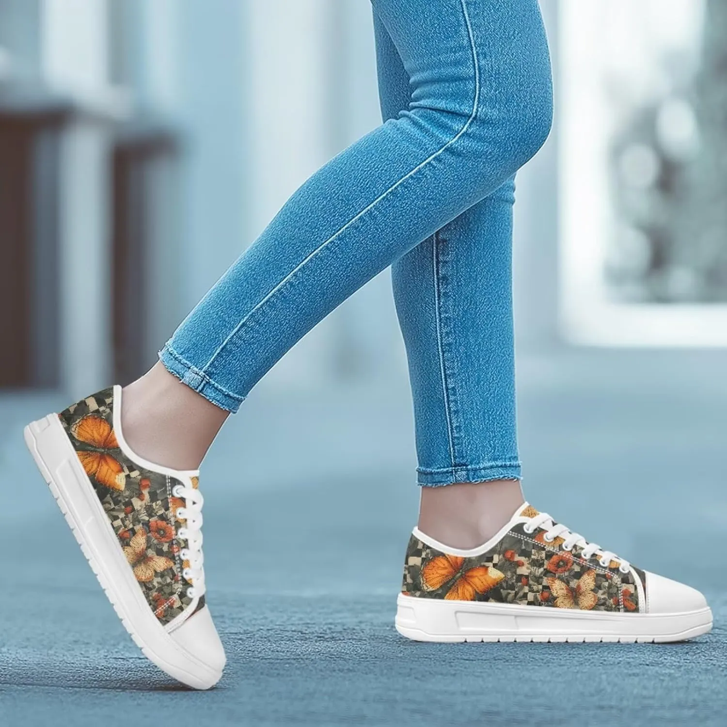 Womens Canvas Sneakers Lightweight Lace Up Fashion Comfortable Canvas Shoes Low Top Slip On Casual Tennis Walking Footwear