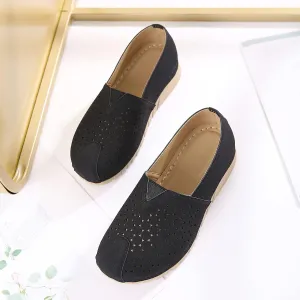 Women's Casual Leather Slip on Loafers Fashion Comfortable Round Toe Walking Shoes Sandals Breathable Non-Slip Garden Shoes Moccasins Leisure Sneakers Boat Shoes,Black,US8/EU39