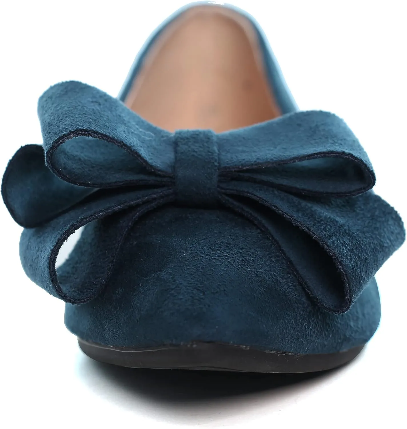 Women's Comfort Slip On Ballets, Faux Suede with Velvet Round Metal Buckle Casual Ballerina Loafers Elegant