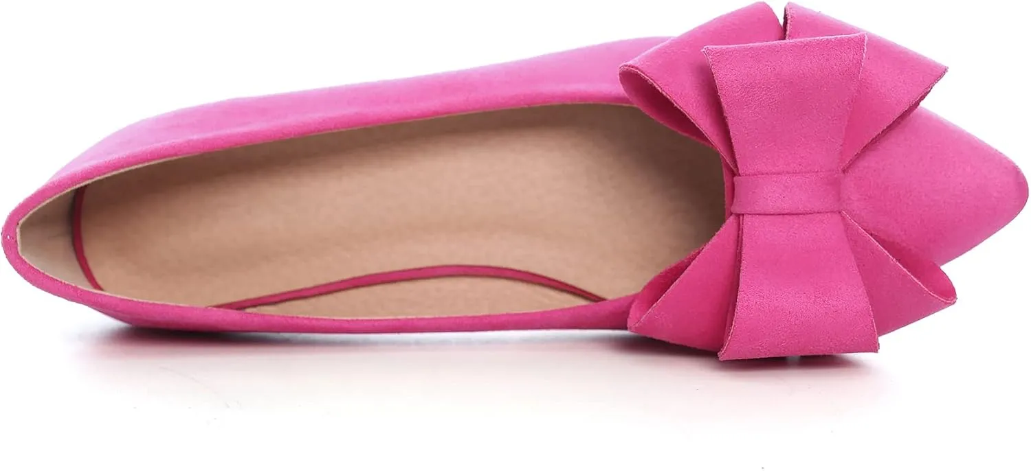 Women's Comfort Slip On Ballets, Faux Suede with Velvet Round Metal Buckle Casual Ballerina Loafers Elegant