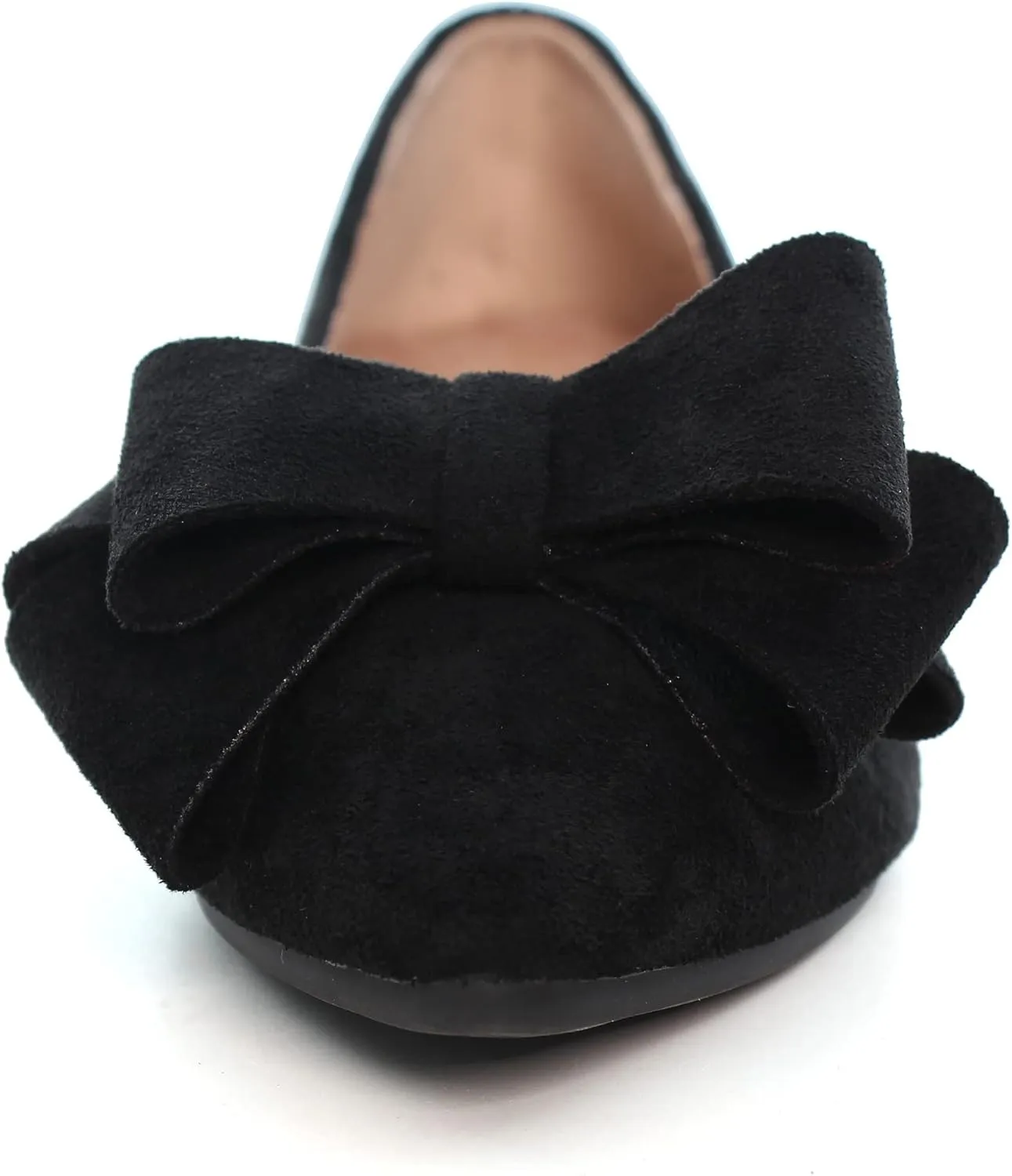 Women's Comfort Slip On Ballets, Faux Suede with Velvet Round Metal Buckle Casual Ballerina Loafers Elegant
