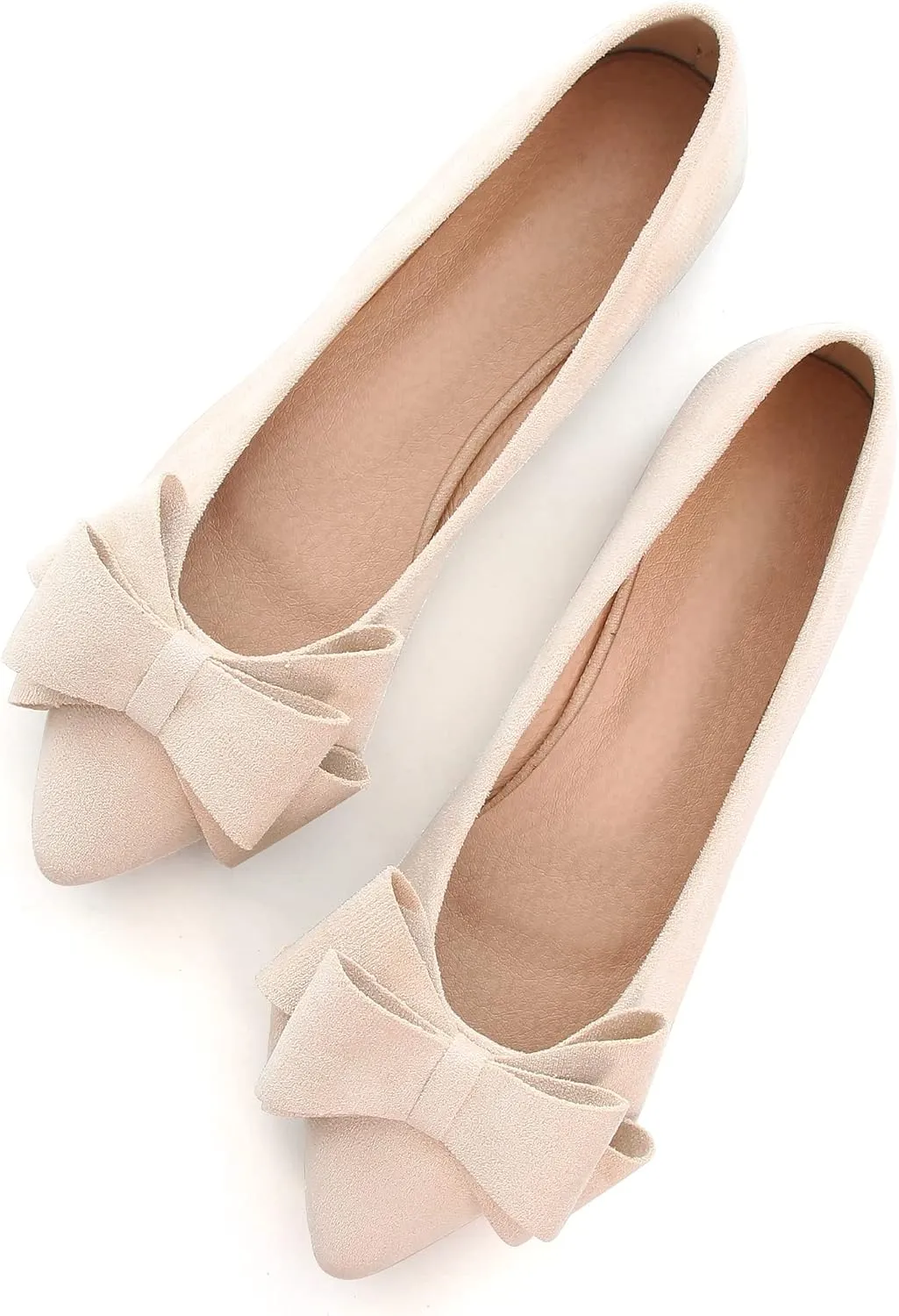 Women's Comfort Slip On Ballets, Faux Suede with Velvet Round Metal Buckle Casual Ballerina Loafers Elegant