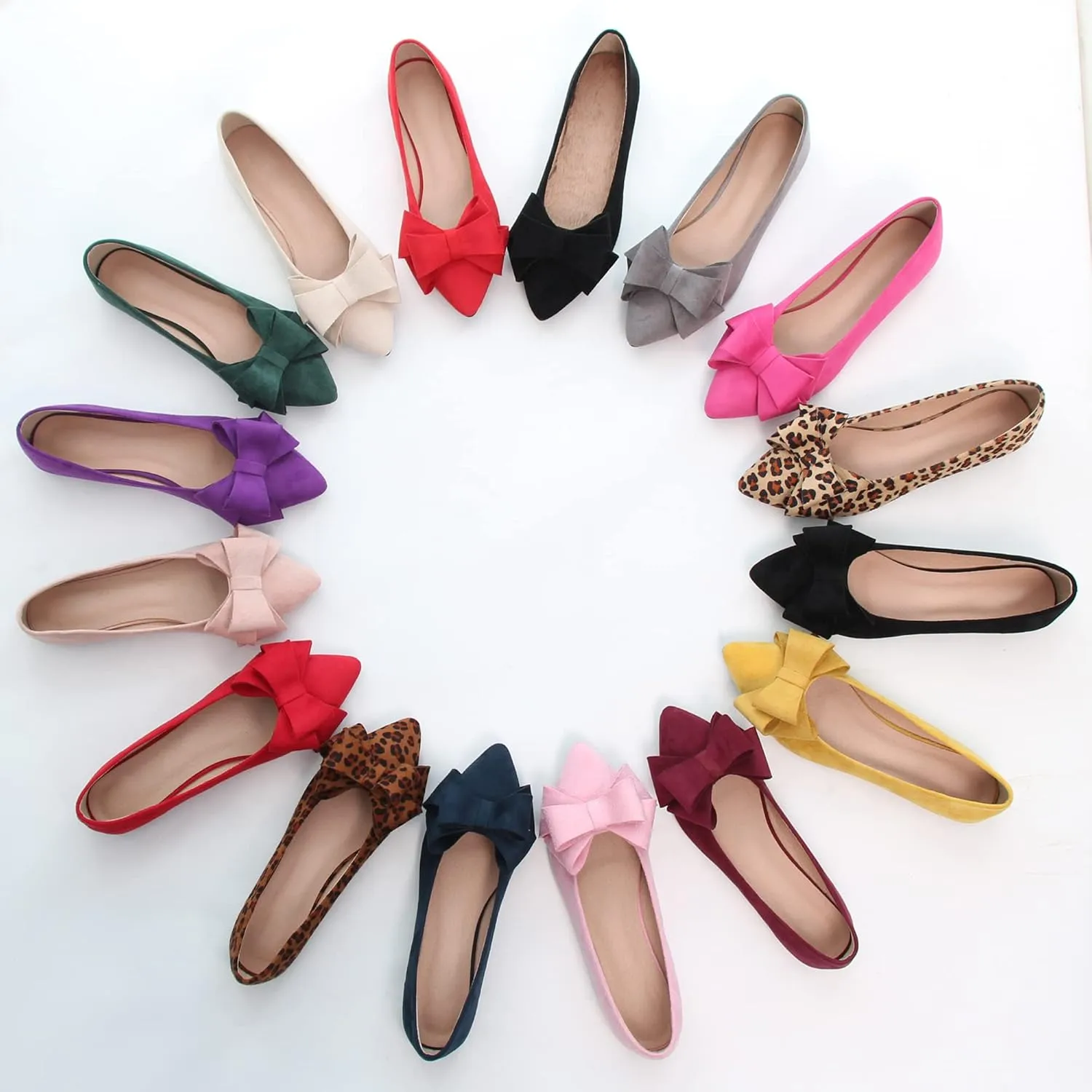 Women's Comfort Slip On Ballets, Faux Suede with Velvet Round Metal Buckle Casual Ballerina Loafers Elegant