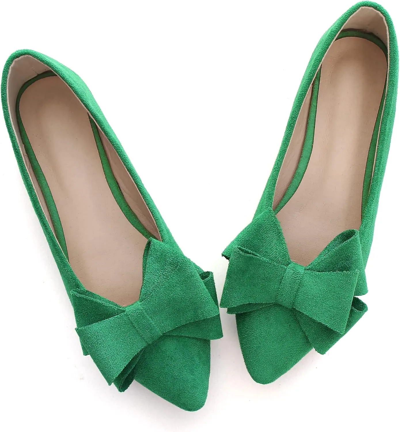 Women's Comfort Slip On Ballets, Faux Suede with Velvet Round Metal Buckle Casual Ballerina Loafers Elegant