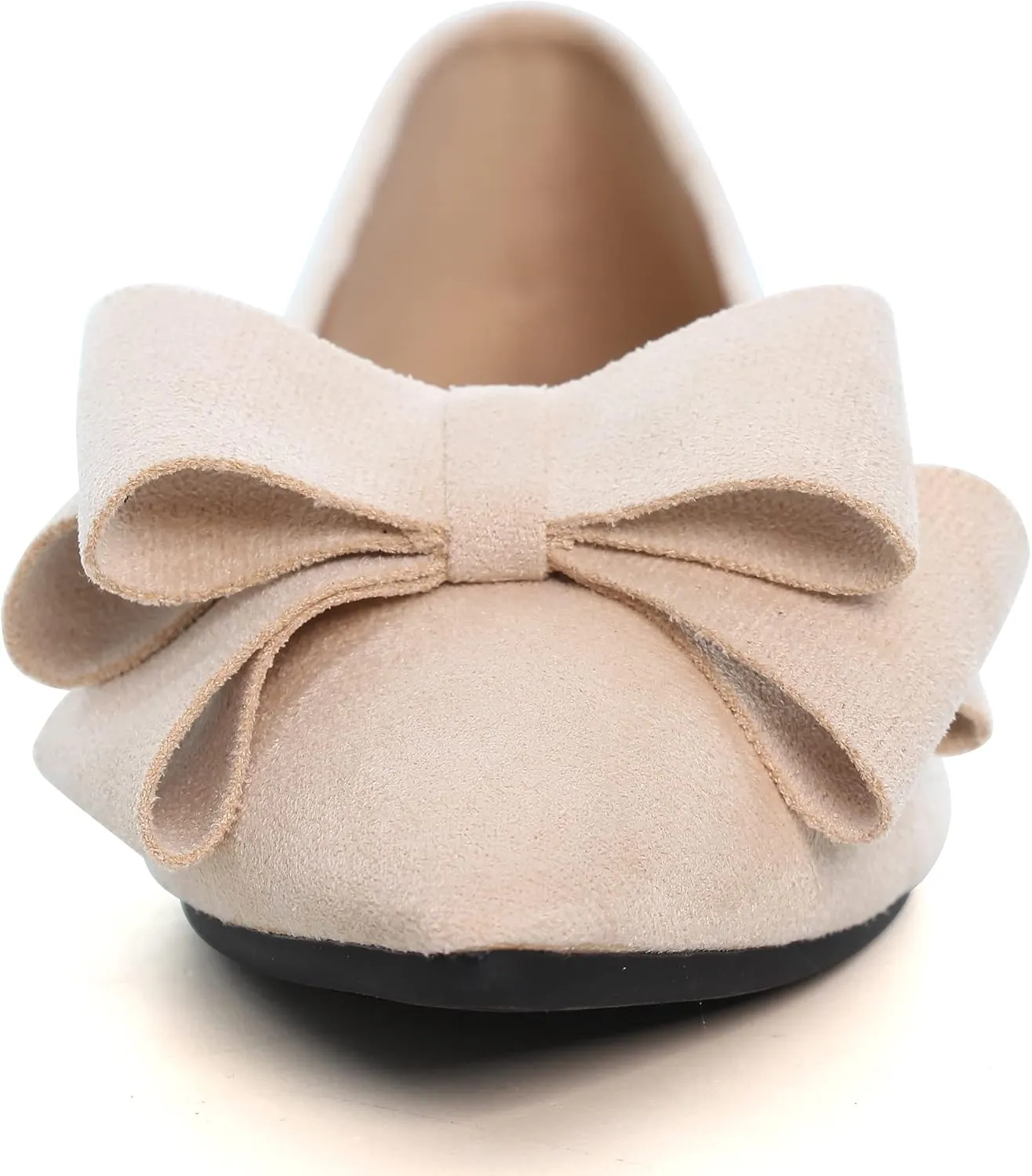 Women's Comfort Slip On Ballets, Faux Suede with Velvet Round Metal Buckle Casual Ballerina Loafers Elegant