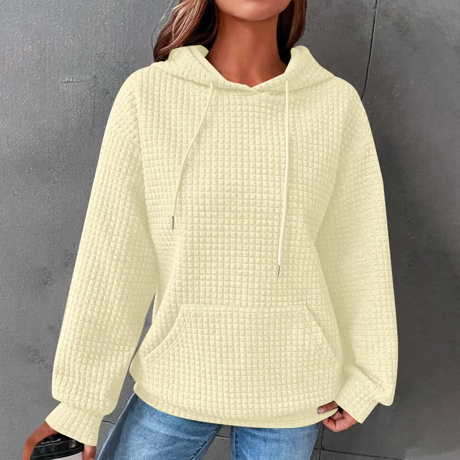 Womens Cute Hoodies 2024 Fall Casual Crew Neck Long Sleeve Cute Solid Color Pullover Tops Girls Hooded Valentines