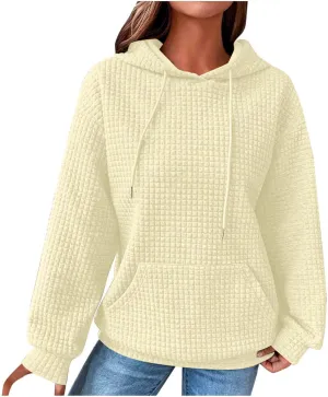 Womens Cute Hoodies 2024 Fall Casual Crew Neck Long Sleeve Cute Solid Color Pullover Tops Girls Hooded Valentines