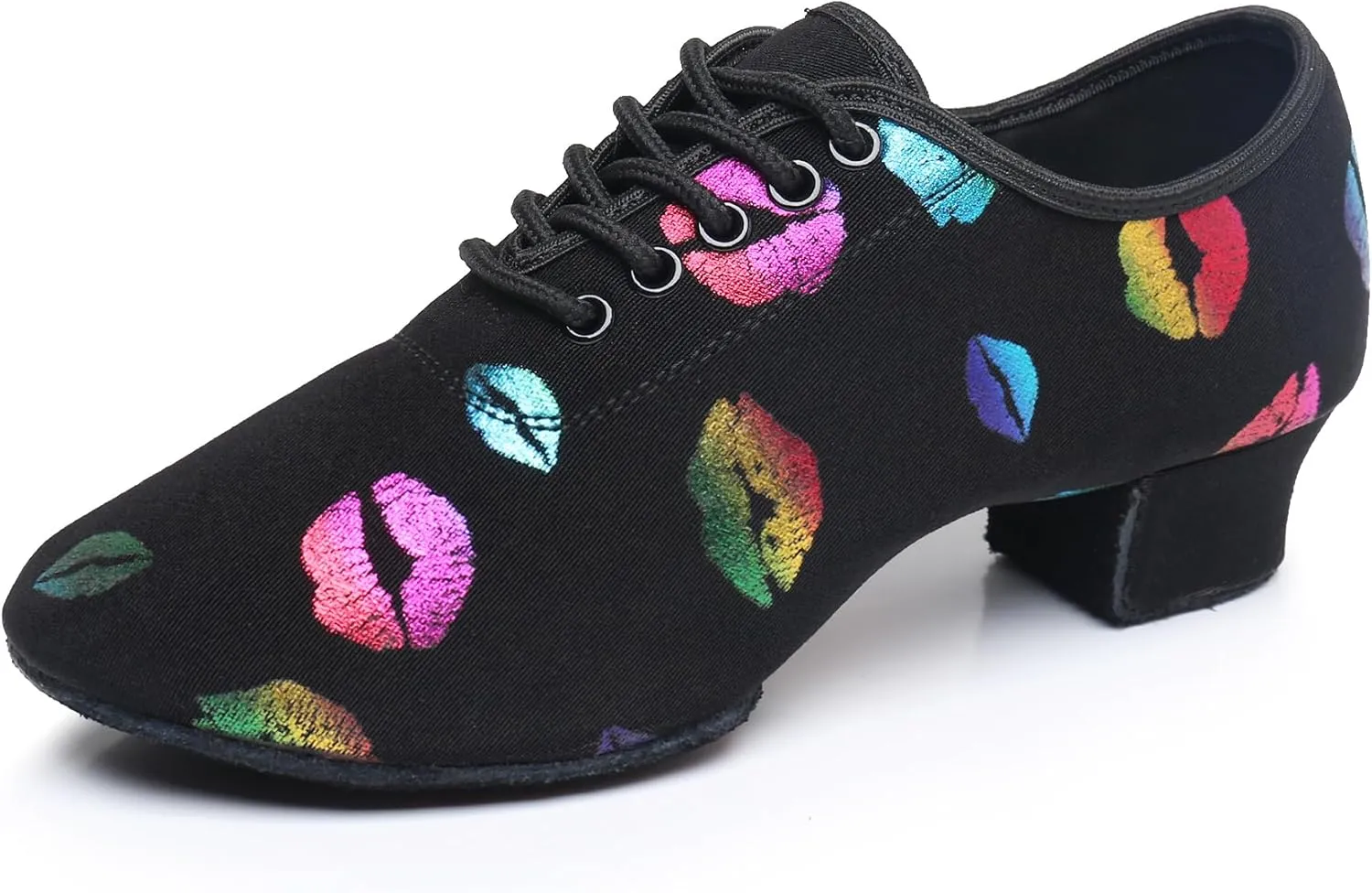 Women's Dance Shoes Colorful Lips Canvas Jazz Ballroom Practice Teaching Shoes Rhythm Latin Salsa Professional Dance Sneakers