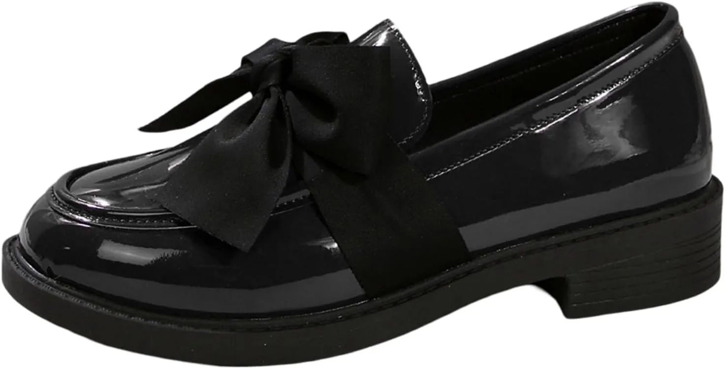 Women's Fashion Leather Bow Solid Color Casual Shoes Temperament A Slip On Shoes Casual Shoes Below 500