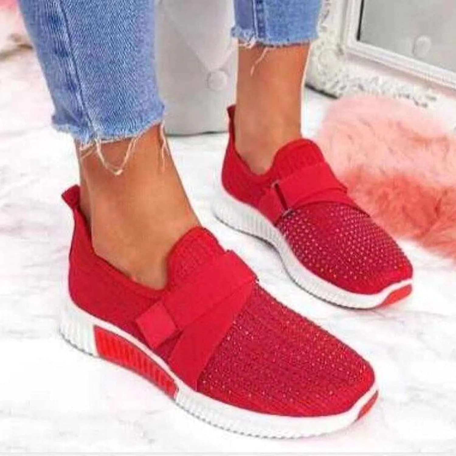 Women's Fashion Sneaker Mesh Slip On Black Non Slip Shoes for Women Comfortable Walking Shoes Women Arch Support Womens Navy Loafers Heeled Sneakers for Women