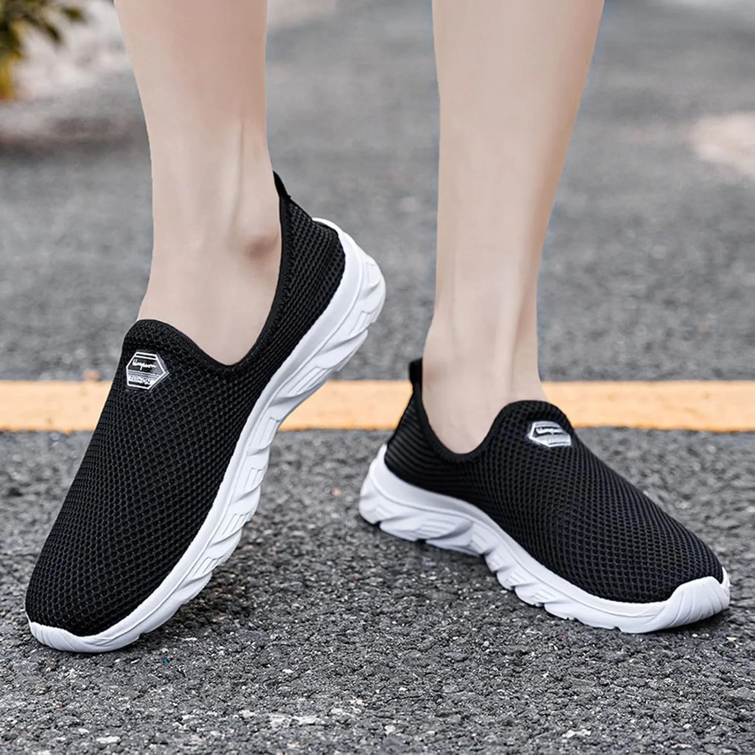 Women's Fashion Sneaker Non Slip Work Wide Comfortable Slip Resistant Work Shoes Womens Shoes Dressy Casual with Heel Black Loafer Nurse Sneakers for Women