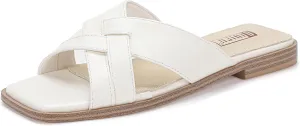 Women's Flat Sandals Strappy Slip On Open Square Toe Cross Strap Comfortable Summer Dressy Cute Ladies Casual Trendy Fancy Beach Shoes Dress Slide Sandals