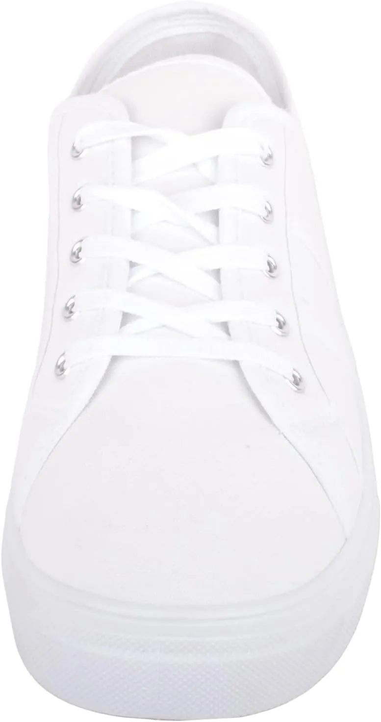 Womens Girls Minimalistic Lace Up Canvas Trainers Sneakers