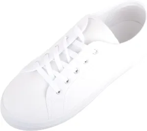 Womens Girls Minimalistic Lace Up Canvas Trainers Sneakers